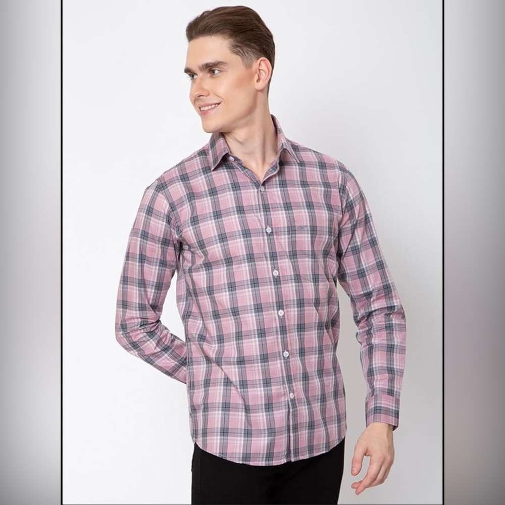 NWOT Alfani Men's Size Large Pink Plaid Regular Performance Button down Shirt
